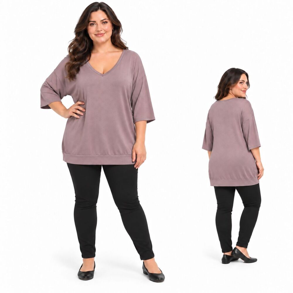 Torrid Women's Size 1 1X/14-16 Mauve V-Neck Dolman Sleeve Tunic Blouse Plus EUC